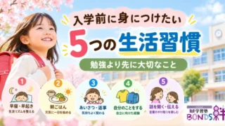 小学校入学前に身につけたい5つの生活習慣を紹介する学習塾BONDSのアイキャッチ画像